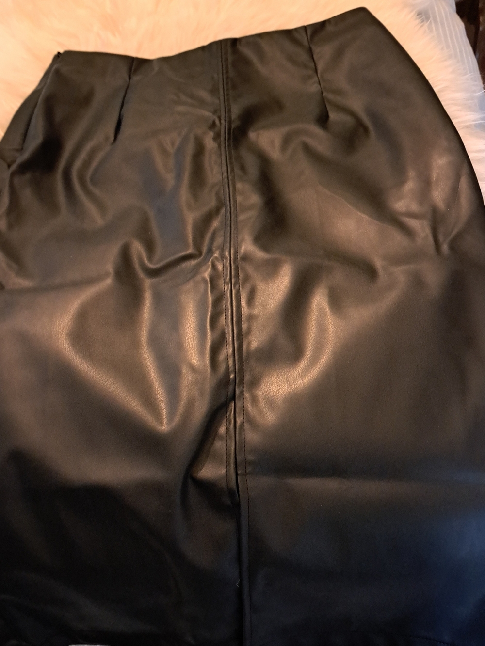 Black Faux Leather Pencil Skirt